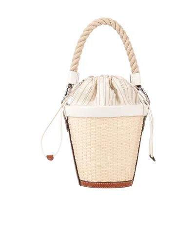 Maison Margiela Medium Two-tone Woven Bucket Bag In Neutral