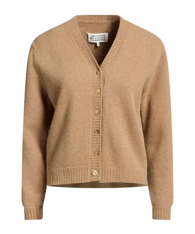 Maison Margiela Medium-weight Wool Knit V-neck Cardigan In Brown