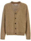 Maison Margiela Melange Cappuccino Wool Blend Cardigan In Brown