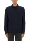 Maison Margiela Knitwear With Buttoned Collar And Elbow Patches In Blue