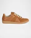 Maison Margiela Brown Suede Panel Low-top Sneakers In Brown
