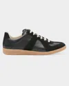Maison Margiela Replica Suede Leather Gum Sole Sneakers In Black