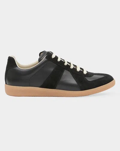 Maison Margiela Replica Suede Leather Gum Sole Sneakers In Black