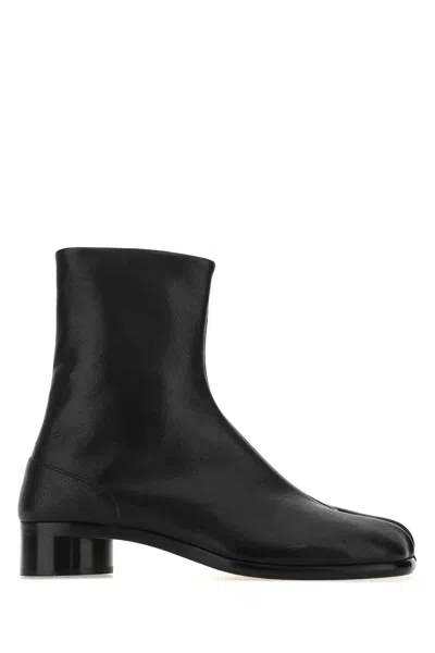 Maison Margiela Men Black Leather Tabi Ankle Boots