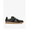 Maison Margiela Men Black Leather And Suede Replica Sneakers In Black
