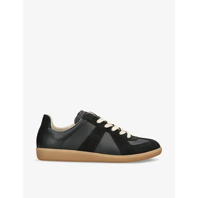 MAISON MARGIELA BLACK REPLICA PANELLED LEATHER LOW-TOP TRAINERS EUR 46 / 12 UK