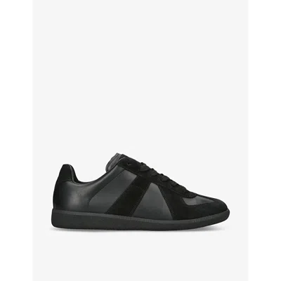 MAISON MARGIELA BLACK REPLICA PANELLED LEATHER LOW-TOP TRAINERS EUR 40.5 / 6.5 UK