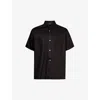 MAISON MARGIELA SHORT-SLEEVE BRAND-EMBROIDERED RELAXED-FIT WOVEN-BLEND SHIRT