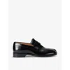 Maison Margiela Tabi County Split-toe Distressed Textured-leather Penny Loafers In Black