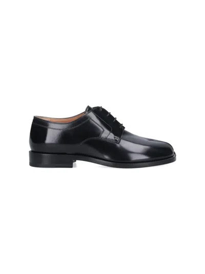 Maison Margiela Black Tabi Lace-up Shoe In Polished Calfskin