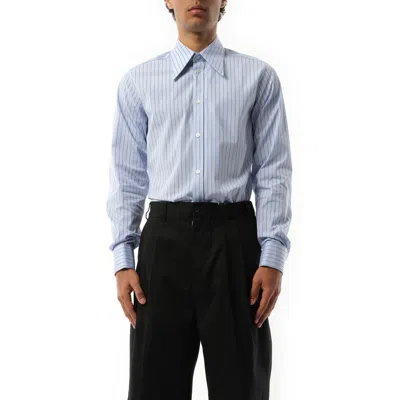 Maison Margiela Men's Classic Stripe Shirt In Light Blue
