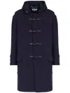 Maison Margiela Men's Coat With Frogs And Hood In Blue