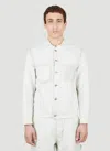 Maison Margiela Collarless Buttoned Denim Jacket In White