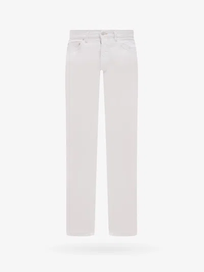Maison Margiela Men Cotton Jeans With Contrasting Stitching In White