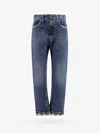 Maison Margiela Men Cotton Jeans With Wool Madras Details In Blue