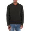 Maison Margiela Men's Dark Green Elbow-patch Knitted Jumper In Green