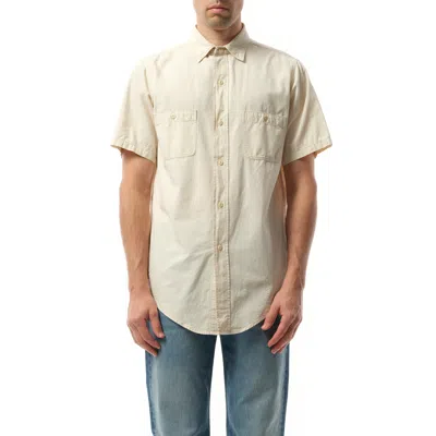Maison Margiela Men's Denim Short Sleeve Shirt In Ecru