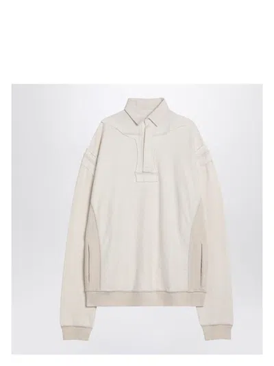 MAISON MARGIELA MEN'S DISTRESSED-EFFECT ECRU SWEATSHIRT