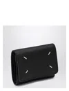 Maison Margiela Black Grained Leather Wallet Men In Black