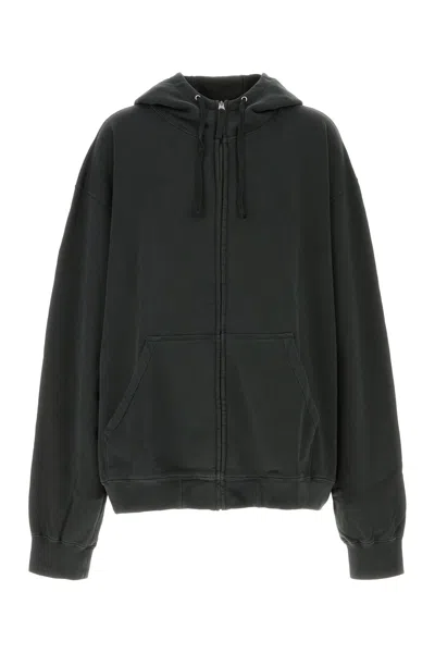 Maison Margiela Men Graphite Cotton Oversize Sweatshirt In Black