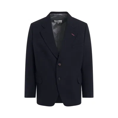 Maison Margiela Men's Herringbone Wool Jacket In Blue