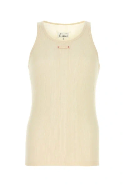 Maison Margiela Men Ivory Cotton Blend Tank Top In White