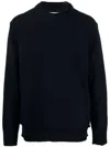 Maison Margiela Layered-collar Elbow-patch Distressed Jumper In Blue