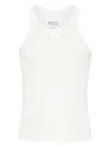 Maison Margiela Logo Cotton Blend Tank Top In Neutral