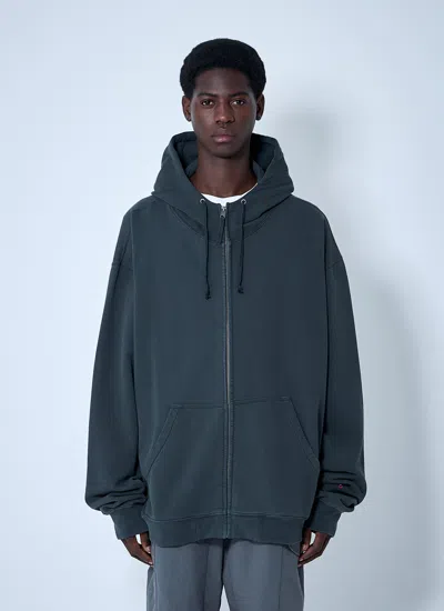 Maison Margiela Men Logo Motif Zip-up Sweateshirt In Blue