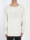 Maison Margiela Crewneck Sweatshirt With Topstitched Log In Cream