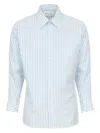 Maison Margiela Striped Poplin Shirt With Buttoned Cuffs In Grey