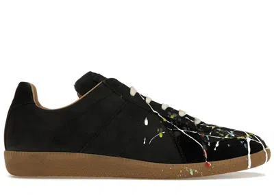 Pre-owned Maison Margiela Men's  Paint Replica German Army Trainer (gat) Sneakers In Black