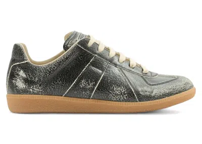 Pre-owned Maison Margiela Men's  Replica Distressed Sneakers In Black/white In Multi
