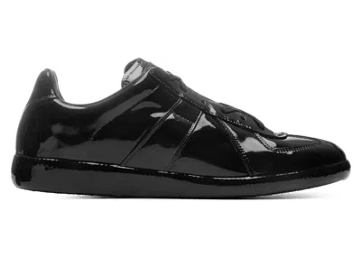 Pre-owned Maison Margiela Men's  Replica Patent Sneakers In Black