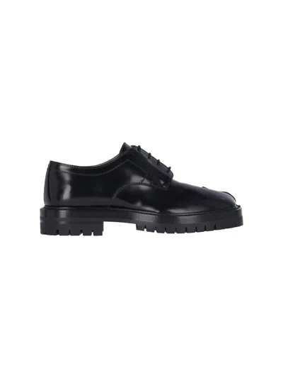 Maison Margiela Black Brushed Leather Tabi Derby Shoes