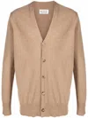 Maison Margiela V-neck Long-sleeve Cardigan In Camel