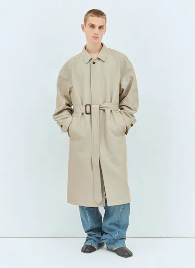 Maison Margiela Men Raw Cuffs Trench Coat In Neutral