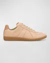 Maison Margiela Replica Suede-trimmed Leather Sneakers In Neutrals