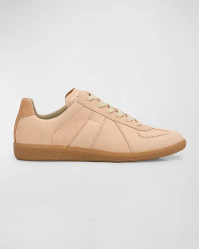Maison Margiela Replica Suede-trimmed Leather Sneakers In Neutrals