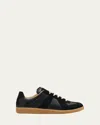 Maison Margiela Men Black Leather And Suede Replica Sneakers In Black