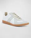 Maison Margiela Men's Replica Leather Low-top Sneakers In Off White