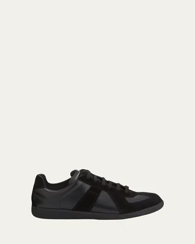 Maison Margiela Low Top Sneakers Featuring Suede Panels In Black