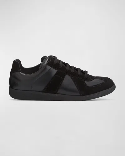 Maison Margiela Low Top Sneakers Featuring Suede Panels In Black