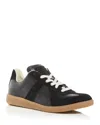 Maison Margiela Men Black Leather And Suede Replica Sneakers In Black/tan