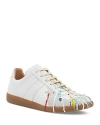 Maison Margiela Paint-splattered Suede-trimmed Leather Sneakers In Neutrals