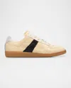 Maison Margiela Replica Leather And Suede-trimmed Twill Sneakers In Black