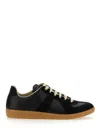 Maison Margiela Men Black Leather And Suede Replica Sneakers In Black