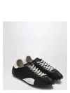 Maison Margiela Sprinters Branded Canvas And Suede Low-top Trainers In Black
