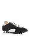 Maison Margiela Sprinters Branded Canvas And Suede Low-top Trainers In Black/white/grey