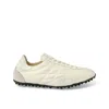 Maison Margiela Sprinters Branded Canvas And Suede Low-top Trainers In White/birch
